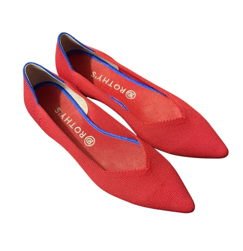 Rothy's The Point Red Knit Ballet Flats Pointed Toe Washable Women's 11.5